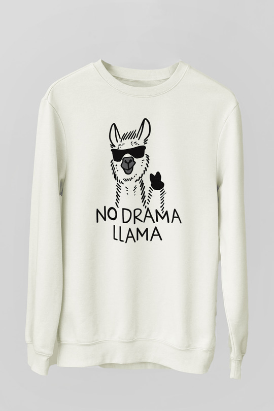 Lama Beyaz Unisex Sweatshirt