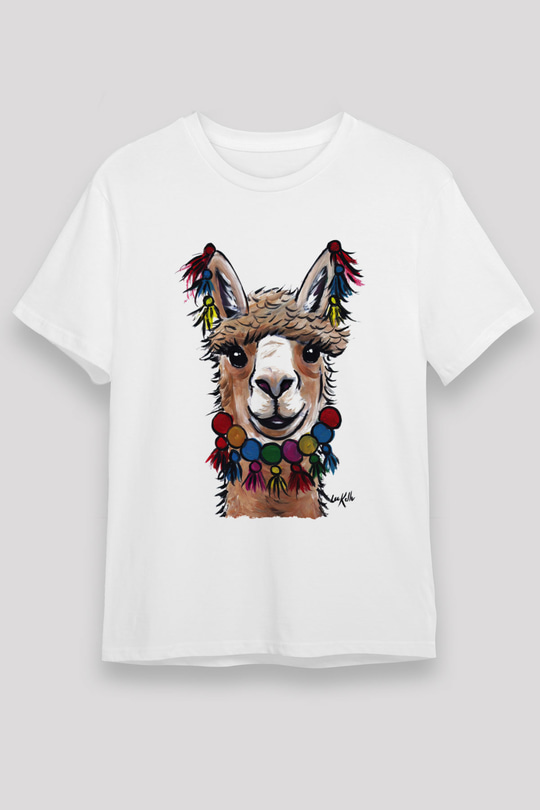 Lama Beyaz Unisex Tişört T-Shirt - TişörtFabrikası