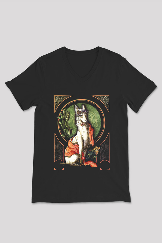 Lama Siyah Unisex V Yaka Tişört T-Shirt