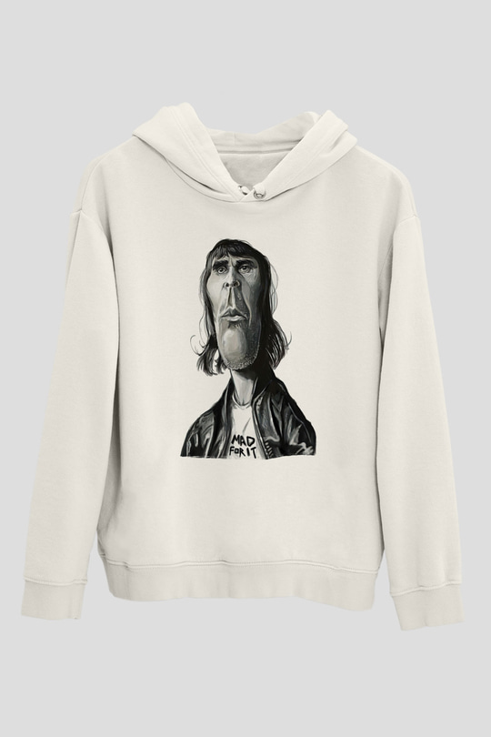 Lan Brown Baskılı Beyaz Unisex Kapüşonlu Sweatshirt
