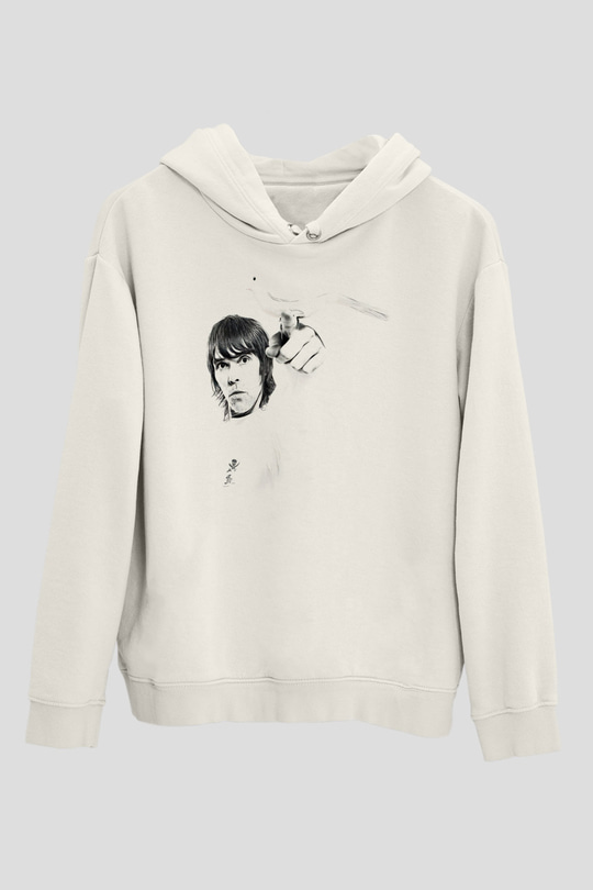 Lan Brown Baskılı Beyaz Unisex Kapüşonlu Sweatshirt