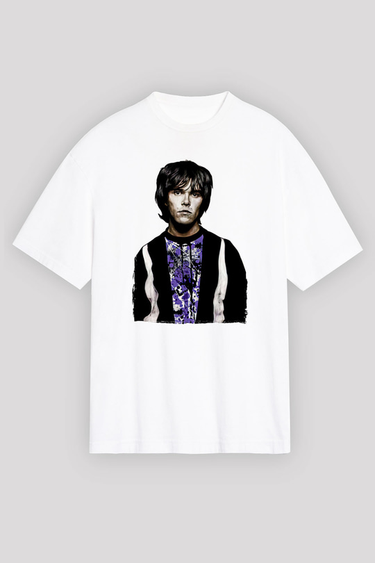 Lan Brown Baskılı Beyaz Unisex Oversize Tişört - Tshirt