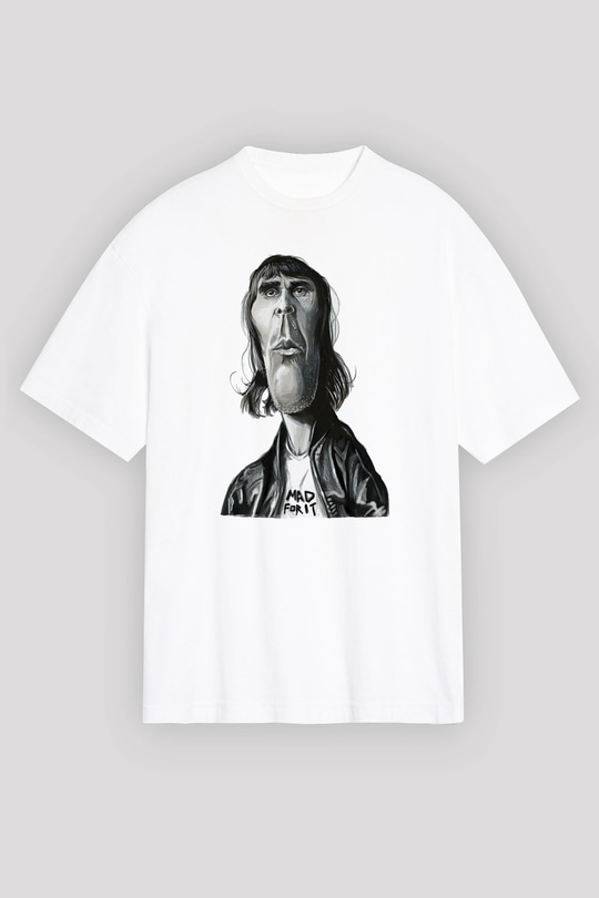 Lan Brown Baskılı Beyaz Unisex Oversize Tişört - Tshirt