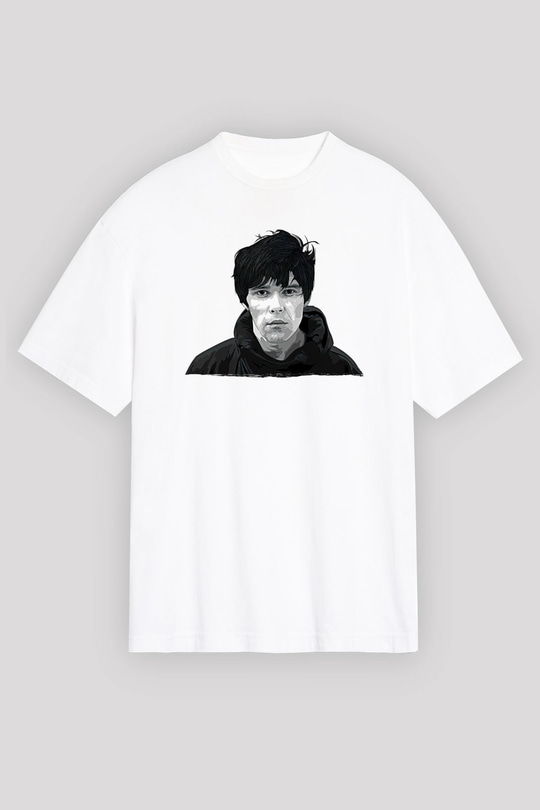 Lan Brown Baskılı Beyaz Unisex Oversize Tişört - Tshirt