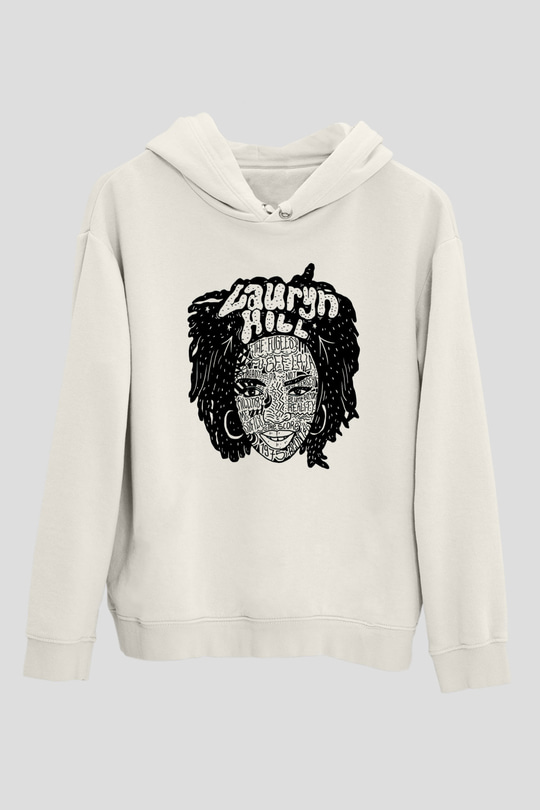 Lauryn Hill Beyaz Unisex Kapşonlu Sweatshirt