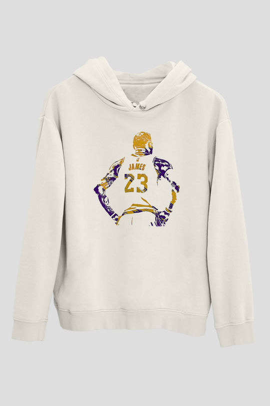 Lebron James Baskılı Beyaz Unisex Kapüşonlu Sweatshirt
