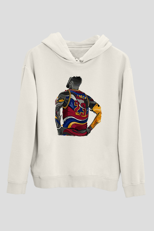 Lebron James Baskılı Beyaz Unisex Kapüşonlu Sweatshirt