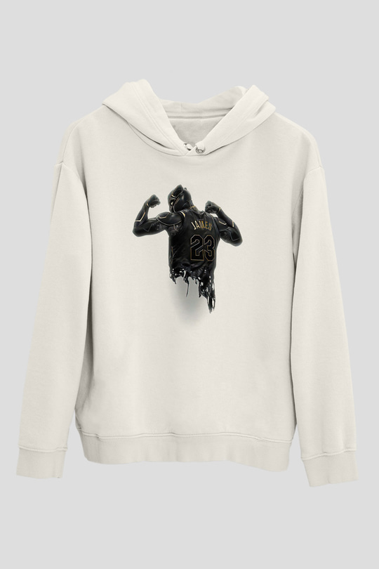 Lebron James Baskılı Beyaz Unisex Kapüşonlu Sweatshirt