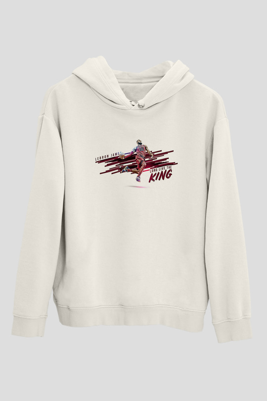 Lebron James Baskılı Beyaz Unisex Kapüşonlu Sweatshirt
