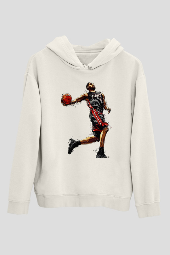 Lebron James Baskılı Beyaz Unisex Kapüşonlu Sweatshirt