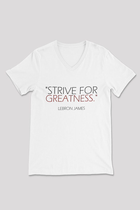 Lebron James Baskılı Beyaz Unisex V Yaka Tişört - Tshirt