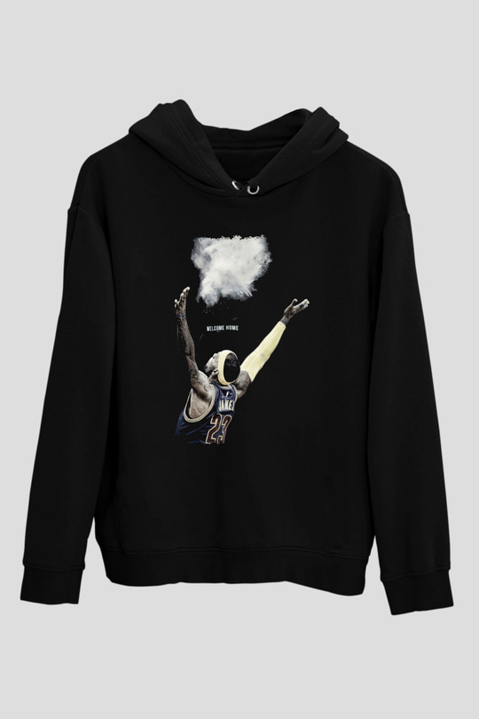 Lebron James Baskılı Unisex Siyah Kapüşonlu Sweatshirt