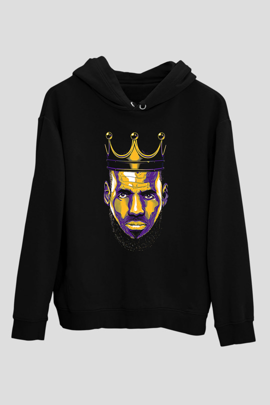 Lebron James Baskılı Unisex Siyah Kapüşonlu Sweatshirt