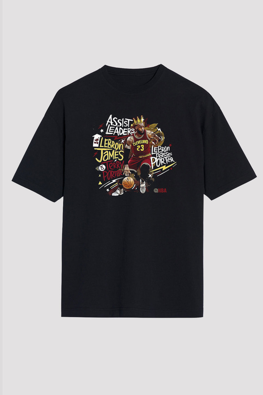 Lebron James Baskılı Unisex Siyah Oversize Tişört - Tshirt
