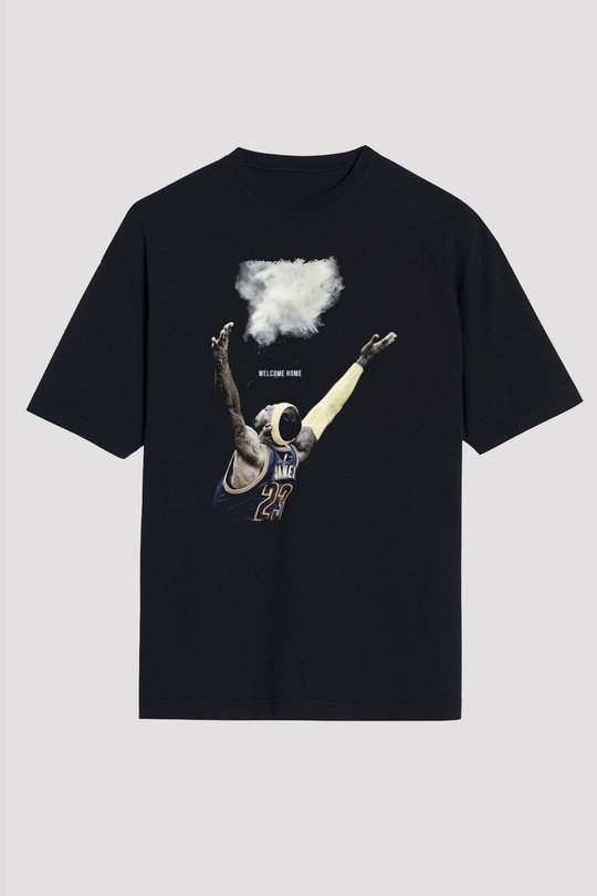 Lebron James Baskılı Unisex Siyah Oversize Tişört - Tshirt