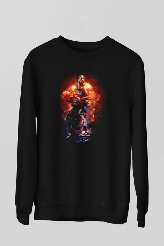 Lebron James Baskılı Unisex Siyah Sweatshirt