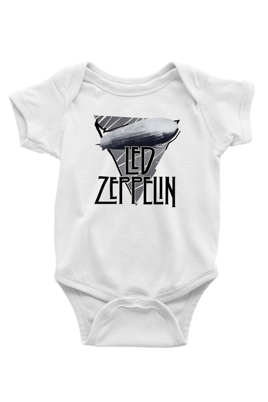 Led Zeppelin Baskılı Beyaz Unisex Bebek Body - Zıbın