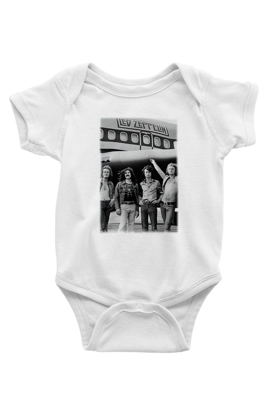 Led Zeppelin Baskılı Beyaz Unisex Bebek Body - Zıbın