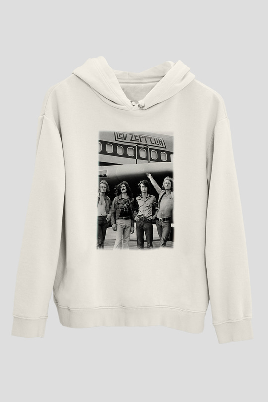 Led Zeppelin Beyaz Unisex Kapşonlu Sweatshirt