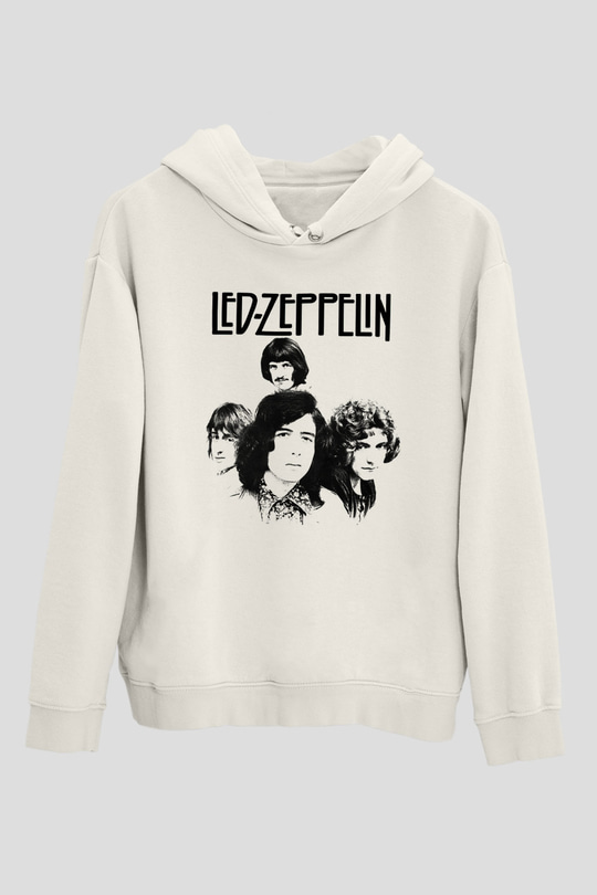Led Zeppelin Beyaz Unisex Kapşonlu Sweatshirt