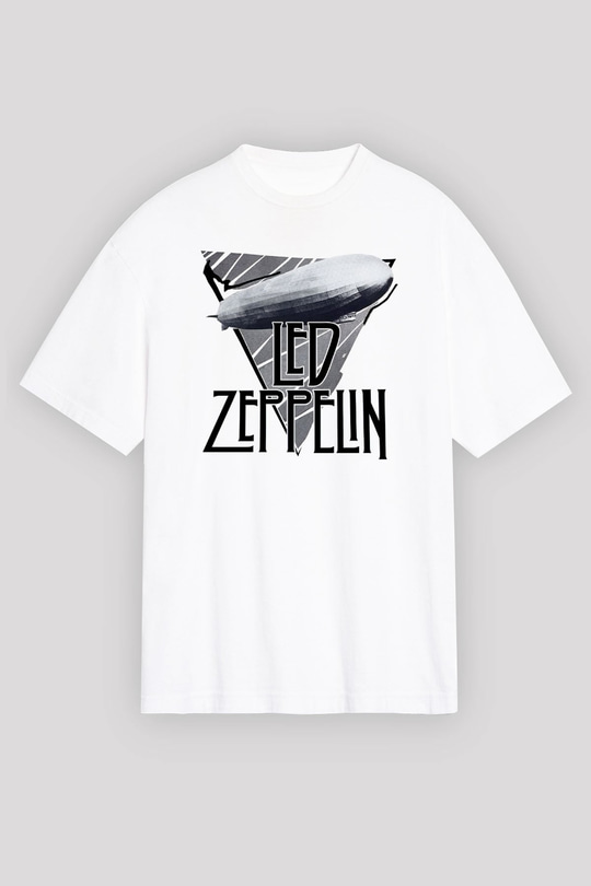 Led Zeppelin Beyaz Unisex Oversize Tişört T-Shirt