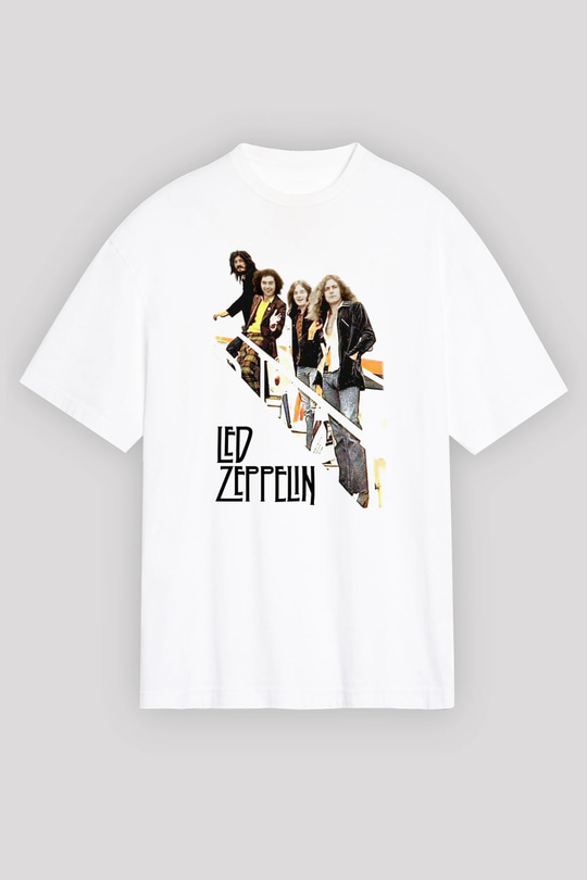 Led Zeppelin Beyaz Unisex Oversize Tişört T-Shirt