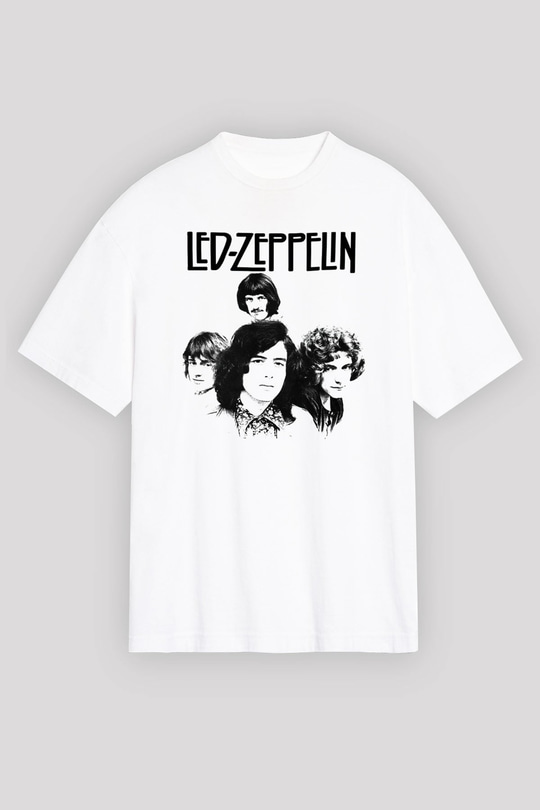 Led Zeppelin Beyaz Unisex Oversize Tişört T-Shirt