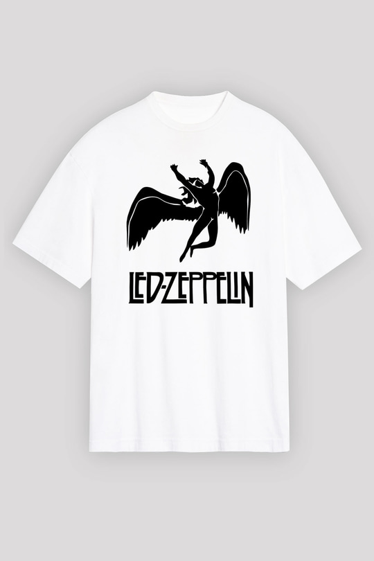 Led Zeppelin Beyaz Unisex Oversize Tişört T-Shirt