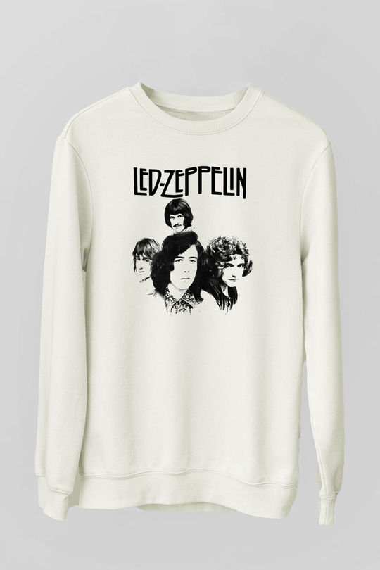 Led Zeppelin Beyaz Unisex Sweatshirt