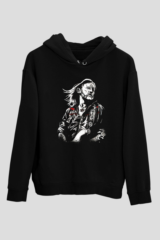 Lemmy Siyah Unisex Kapüşonlu Sweatshirt