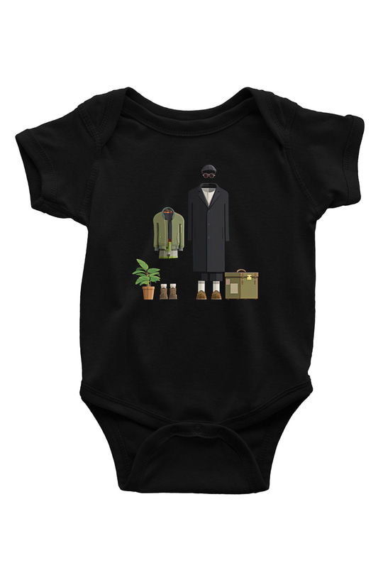 Leon Baskılı Unisex Siyah Bebek Body - Zıbın