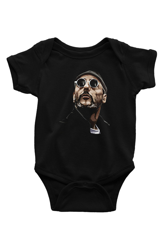 Leon Baskılı Unisex Siyah Bebek Body - Zıbın