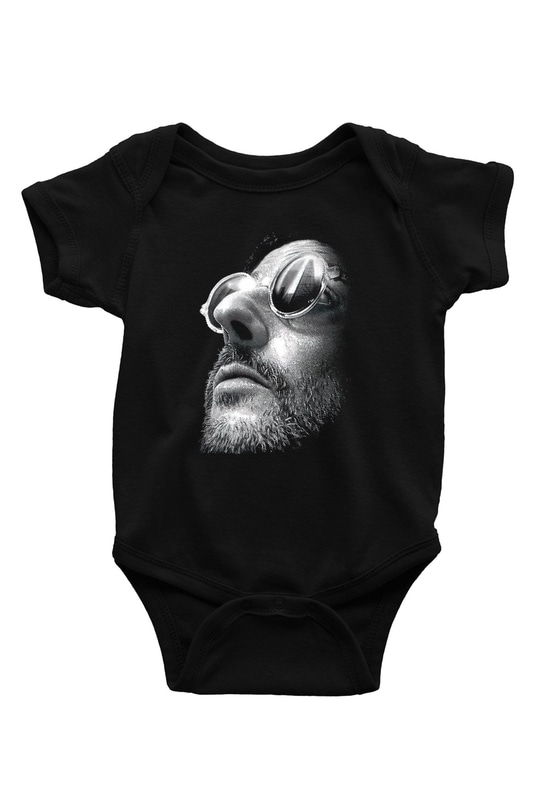 Leon Baskılı Unisex Siyah Bebek Body - Zıbın