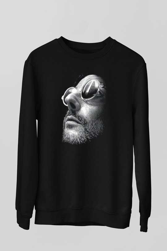 Leon Baskılı Unisex Siyah Sweatshirt