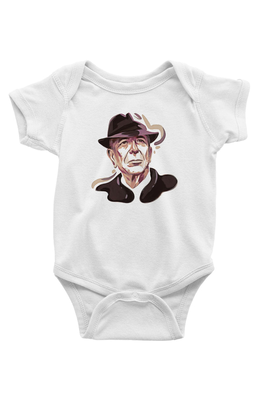 Leonard Cohen Baskılı Beyaz Unisex Bebek Body - Zıbın