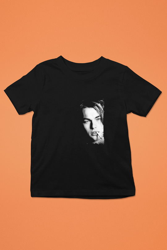 Leonardo DiCaprio Baskılı Unisex Siyah Çocuk Tişört