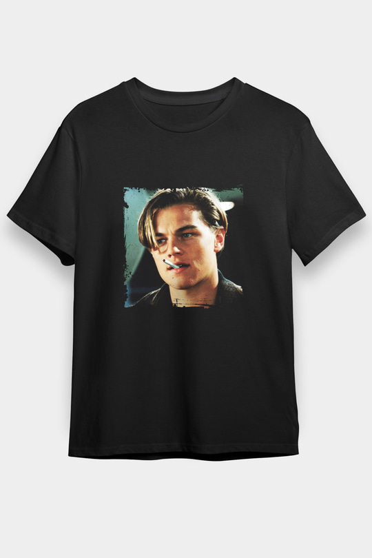 Leonardo DiCaprio Baskılı Unisex Siyah Tişört