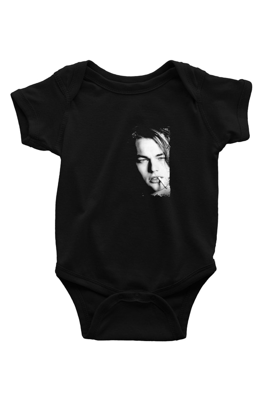 Leonardo DiCaprio Baskılı Unisex Siyah Bebek Body - Zıbın