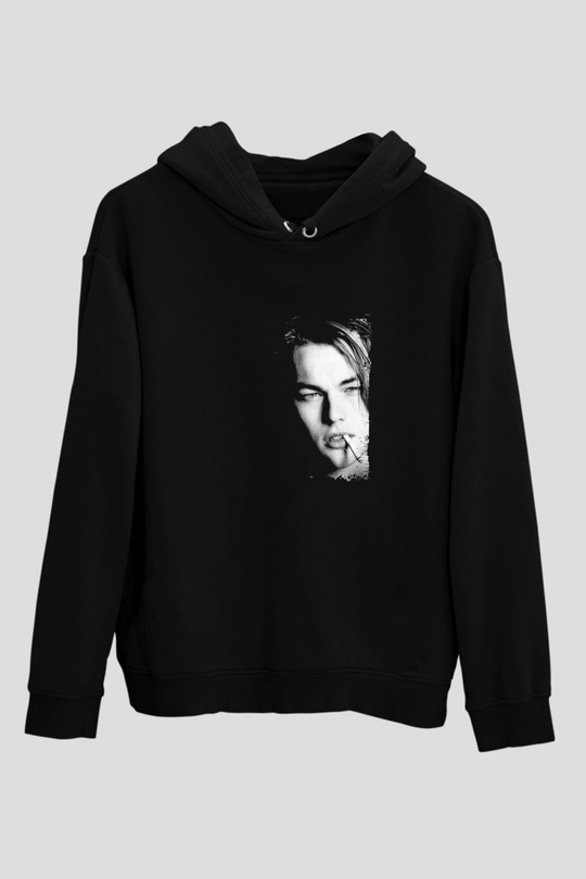 Leonardo DiCaprio Baskılı Unisex Siyah Hoodie