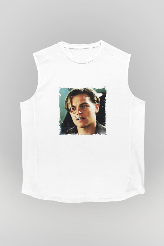 Leonardo DiCaprio Unisex Baskılı Beyaz Kolsuz Tişört