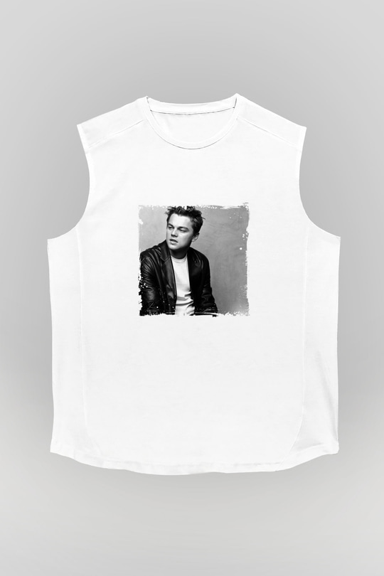 Leonardo DiCaprio Unisex Baskılı Beyaz Kolsuz Tişört