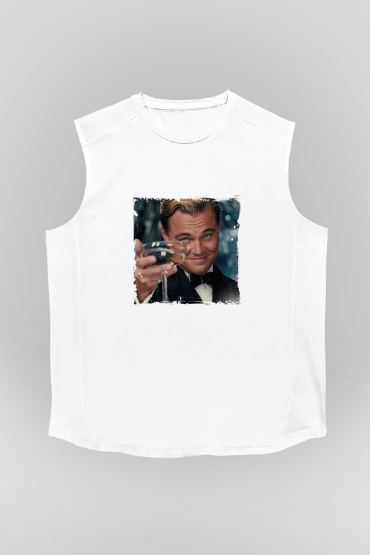 Leonardo DiCaprio Unisex Baskılı Beyaz Kolsuz Tişört