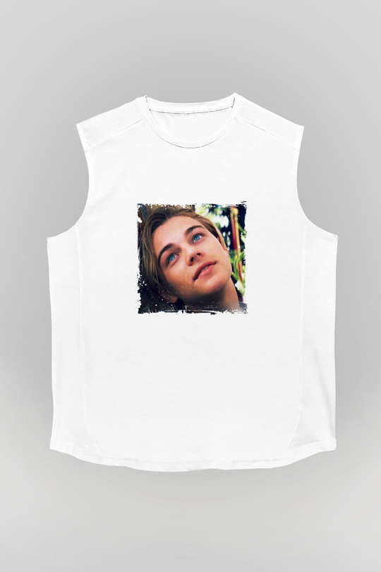 Leonardo DiCaprio Unisex Baskılı Beyaz Kolsuz Tişört