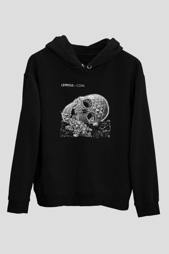 Leprous Baskılı Unisex Siyah Kapüşonlu Sweatshirt
