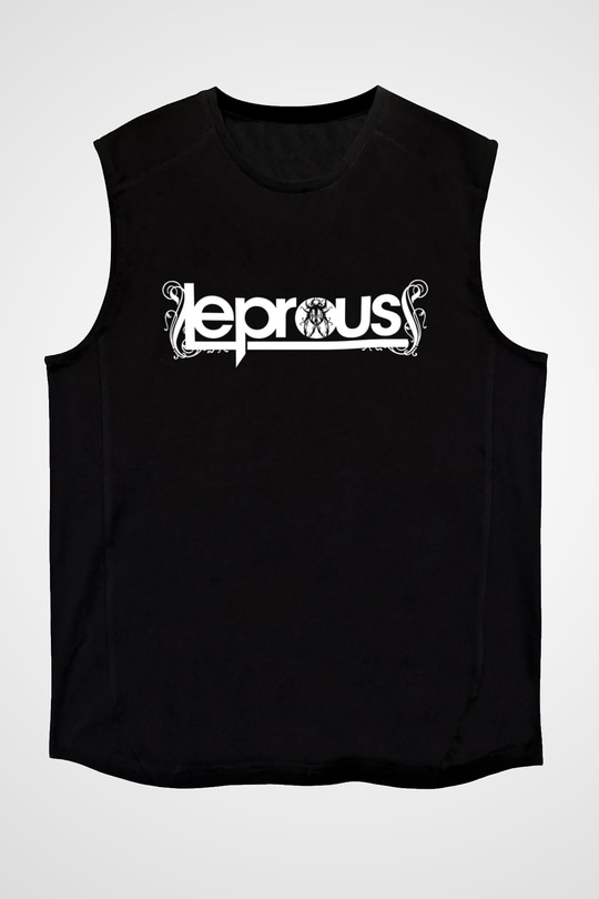 Leprous Baskılı Unisex Siyah Kolsuz Tişört - Tshirt