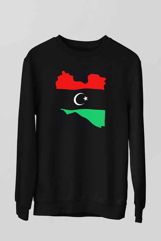 Libya Siyah Unisex Sweatshirt