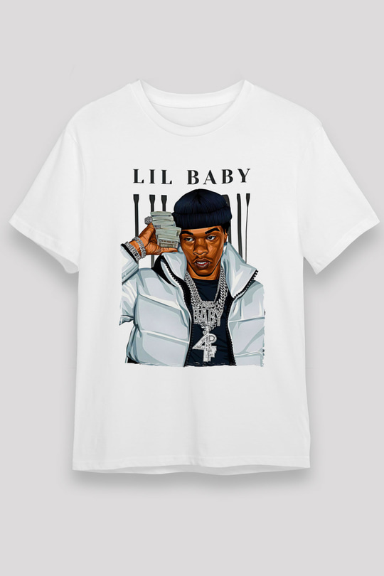 Lil Baby Baskılı Unisex Beyaz Tişört - Tshirt