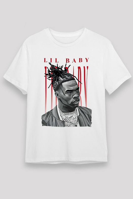 Lil Baby Baskılı Unisex Beyaz Tişört - Tshirt