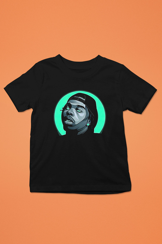 Lil Baby Baskılı Unisex Siyah Çocuk Tişört - Tshirt