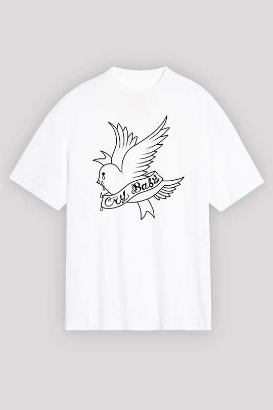 Lil Peep Baskılı Beyaz Unisex Oversize Tişört - Tshirt